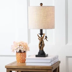 20.5" Gaston Resin Mini Table Lamp (Includes LED Light Bulb) Brown - JONATHAN Y