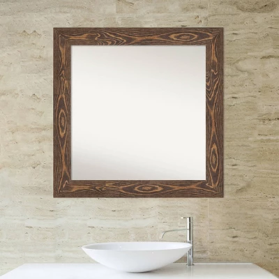 32" X 32" Non-Beveled Bridge Wood Bathroom Wall Mirror Brown - Amanti Art 6 32" X 32" Non-Beveled Bridge Wood Bathroom Wall Mirror Brown - Amanti Art - Image 4