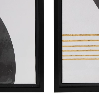 Set Of 2 Canvas Abstract Mid-Century Modern Geometric Framed Wall Arts With Gold Foil Accent Frame White - The Novogratz 4 Set Of 2 Canvas Abstract Mid-Century Modern Geometric Framed Wall Arts With Gold Foil Accent Frame White - The Novogratz - Image 2