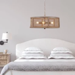 18" Metal Dixsie Caged Farmhouse Chandelier Woodgrain - River Of Goods -Home Decoration GUEST 9768f4c8 9cb2 4270 ad14 d5210f8d9587