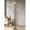 Franklin Iron Works Warwick Industrial Torchiere Floor Lamp With Side Lights 71 1/2" Tall Tiger Bronze LED Clear Seedy Glass For Living Room Reading -Home Decoration GUEST 97f411dd d692 4275 a55b fdb2868b3e24