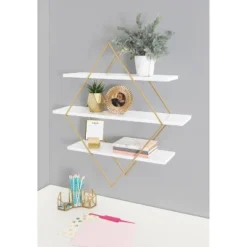 30.5" X 31.75" Daxton Wood And Metal Wall Shelf White - Kate & Laurel All Things Decor -Home Decoration GUEST 985bf8e2 36eb 4ee2 9dfa 04bc157b3ab1