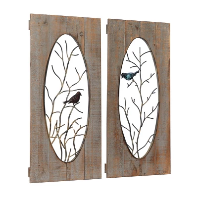 Set Of 2 Wood Bird Wall Decors With Tree Branches Brown - Olivia & May 9 Set Of 2 Wood Bird Wall Decors With Tree Branches Brown - Olivia & May - Image 7