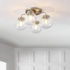 18" 4-Light Piper Farmhouse Rustic Iron/Glass LED Semi Flush Mount Nickel/Clear - JONATHAN Y 21 18" 4-Light Piper Farmhouse Rustic Iron/Glass LED Semi Flush Mount Nickel/Clear - JONATHAN Y -Home Decoration GUEST 9ae0360b 4aaf 4c46 b0a7 d64cad718f2c