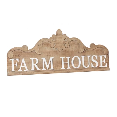 Wood Sign Farm House Wall Decor With Carved Acanthus Brown - Olivia & May 6 Wood Sign Farm House Wall Decor With Carved Acanthus Brown - Olivia & May - Image 4
