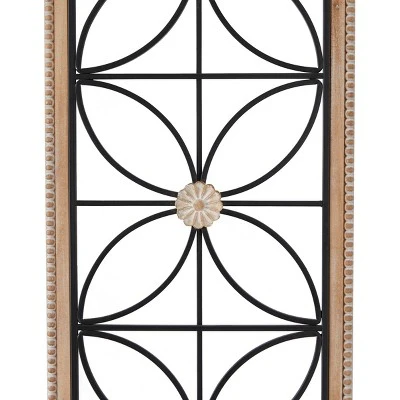 Metal Floral Wall Decor With Brown Frame Black - Olivia & May 3 Metal Floral Wall Decor With Brown Frame Black - Olivia & May