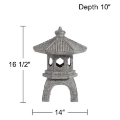 John Timberland Pagoda Statue Sculpture Garden Decor Indoor Outdoor Front Porch Patio Yard Outside Home Balcony Old Faux Stone Finish 16 1/2" Tall -Home Decoration GUEST 9ec803a3 e9e6 4196 926f db9f31e660fd