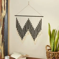 Wood Macrame Beaded Wall Decor With Fringe Tassels - Olivia & May 12 Wood Macrame Beaded Wall Decor With Fringe Tassels - Olivia & May -Home Decoration GUEST 9f9a3d9c 2af1 4f70 8f12 f4ca15010b65