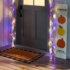 1'6"x2'6" Indoor/Outdoor Plaid Scatter Halloween Doormat Black/White - Hyde & EEK! Boutiqueâ„¢