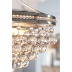 Vienna Full Spectrum Wohlfurst Brushed Nickel Pendant Chandelier 20 1/4" Wide Clear Crystal 5-Light Fixture For Dining Room House Foyer Kitchen Island -Home Decoration GUEST a1dd62e4 c702 4237 9968 8d38cc77eb51
