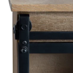 22" X 28" Barnhardt Decorative Wooden Wall Cabinet With Sliding Glass Door Rustic Brown - Kate & Laurel All Things Decor