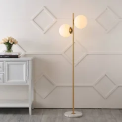 60.5" 2-Light Oscar Modern Parisian Candlestick Iron Floor Lamp (Includes LED Light Bulb) Brass Gold/White - JONATHAN Y -Home Decoration GUEST a53e1d1f 299e 41df 9434 4a0ae6df0dca