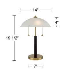 360 Lighting Mid Century Modern Desk Lamp 19 1/2" High Brown Wood White Frosted Glass Dome Shade For Bedroom Living Room Office -Home Decoration GUEST a5761f0f ef05 4fa8 b53d b55078e4844a