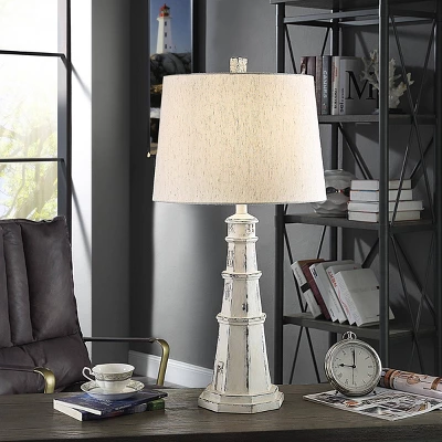 Berwyn Light House Table Lamp With Tapered Drum Shade White - StyleCraft 7 Berwyn Light House Table Lamp With Tapered Drum Shade White - StyleCraft - Image 5