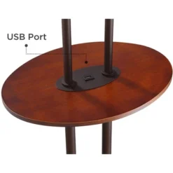 Franklin Iron Works Rustic Industrial Farmhouse Floor Lamps With Tray Table USB Port 62" Tall Set Of 2 Bronze Walnut Linen Shade For Living Room -Home Decoration GUEST a7eede4e 5aa3 4ab8 bc43 c656e3f6d101