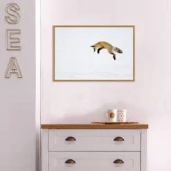 23" X 16" Red Fox In Snow By Deborah Winchester Danita Delimont Framed Canvas Wall Art - Amanti Art -Home Decoration GUEST a84a4aa4 7130 4350 adf7 acb5cf2eccb0