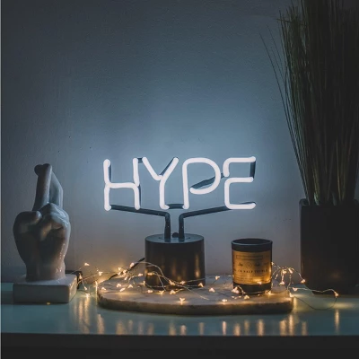 Amped Co 9.6" X 8.3" HYPE Real Neon Light Novelty Desk Lamp, White 4 Amped Co 9.6" X 8.3" HYPE Real Neon Light Novelty Desk Lamp, White - Image 2