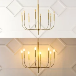 27.25" 8-Light Amoros Modern Mid-Century Iron LED Chandelier Gold Painting - JONATHAN Y 19 27.25" 8-Light Amoros Modern Mid-Century Iron LED Chandelier Gold Painting - JONATHAN Y -Home Decoration GUEST a9678bd4 6f28 42f1 8a8c c35d30bb8ee6