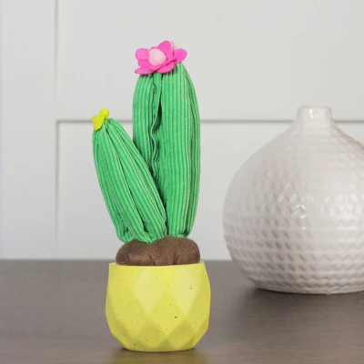 Northlight 10.5" Plush Dual Cactus Artificial Potted Plant Table Top Decoration - Green/Yellow 4 Northlight 10.5" Plush Dual Cactus Artificial Potted Plant Table Top Decoration - Green/Yellow - Image 2
