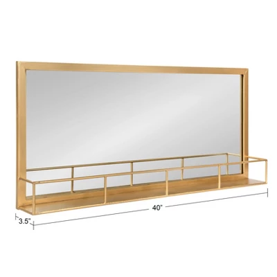 18" X 40" Jackson Metal Frame Mirror With Shelf Gold - Kate & Laurel All Things Decor 4 18" X 40" Jackson Metal Frame Mirror With Shelf Gold - Kate & Laurel All Things Decor - Image 2