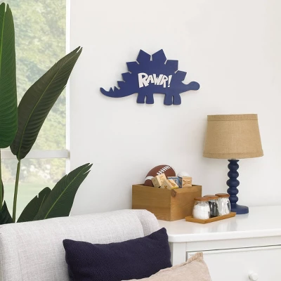 Little Love By NoJo Dinosaur Shaped Wall Decor - Rawr Blue & White Wood 4 Little Love By NoJo Dinosaur Shaped Wall Decor - Rawr Blue & White Wood - Image 2