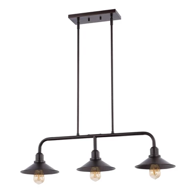 34.25" LED 3-Light Cade Metal Farmhouse Industrial Pendant Oil Rubbed Bronze - JONATHAN Y 5 34.25" LED 3-Light Cade Metal Farmhouse Industrial Pendant Oil Rubbed Bronze - JONATHAN Y - Image 3