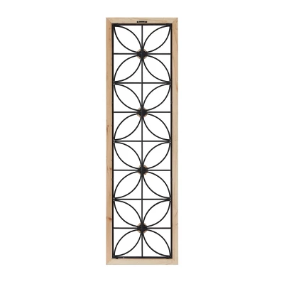 Metal Floral Wall Decor With Brown Frame Black - Olivia & May 6 Metal Floral Wall Decor With Brown Frame Black - Olivia & May - Image 4