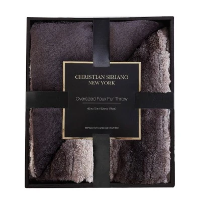 Giftable Boxed Reversible Throw Blanket Black & Brown - Christian Siriano 5 Giftable Boxed Reversible Throw Blanket Black & Brown - Christian Siriano - Image 3