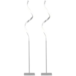 HOMCOM Modern Spiral Floor Lamp, LED Standing Lamp Warm White With Square Base And Foot Switch For Living Room, Bedroom, Set Of 2, Silver 9 HOMCOM Modern Spiral Floor Lamp, LED Standing Lamp Warm White With Square Base And Foot Switch For Living Room, Bedroom, Set Of 2, Silver -Home Decoration GUEST b291fc1f 047a 4c3c 9088 6ac11d6879b0