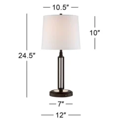 Franklin Iron Works Javier Industrial Table Lamp 24 1/2" High Bronze With USB Charging Port White Drum Shade For Bedroom Living Room Bedside Home Desk 16 Franklin Iron Works Javier Industrial Table Lamp 24 1/2" High Bronze With USB Charging Port White Drum Shade For Bedroom Living Room Bedside Home Desk -Home Decoration GUEST b385ec22 cbf7 48b3 b323 670c2ff407ce