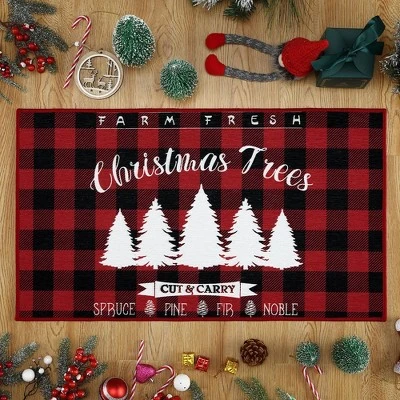 Trinity Plaid White Christmas Tree Non-Slip Decorative Doormat, 17" X 29" 9 Trinity Plaid White Christmas Tree Non-Slip Decorative Doormat, 17" X 29" - Image 7
