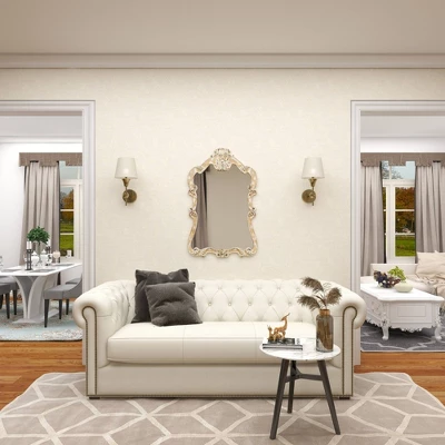 Wood Carved Acanthus Wall Mirror With Arched Top And Distressing Cream - Olivia & May 11 Wood Carved Acanthus Wall Mirror With Arched Top And Distressing Cream - Olivia & May - Image 9