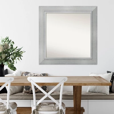 33" X 33" Non-Beveled Romano Silver Wood Wall Mirror - Amanti Art 8 33" X 33" Non-Beveled Romano Silver Wood Wall Mirror - Amanti Art - Image 6