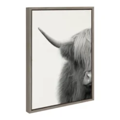18" X 24" Sylvie Highland Cow Crop Framed Canvas Wall Art By The Creative Bunch Studio Gray - Kate And Laurel