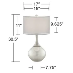 Possini Euro Design Swift Modern Table Lamp 30 1/2" Tall Mercury Glass Double Shade For Bedroom Living Room House Bedside Nightstand Office Entryway -Home Decoration GUEST bb63de08 a18c 45f8 b18c 5485f2285296