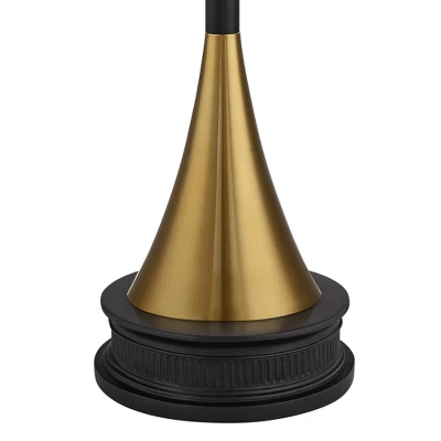 Possini Euro Design Piazza Modern Torchiere Floor Lamp With Riser 77" Tall Black Brass Metal White Glass Shade For Living Room Bedroom Office House 4 Possini Euro Design Piazza Modern Torchiere Floor Lamp With Riser 77" Tall Black Brass Metal White Glass Shade For Living Room Bedroom Office House - Image 2