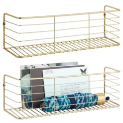 MDesign Wide Metal Wall Mount Storage Organizer Display Shelf - 2 Pack, Black -Home Decoration GUEST bcc97f68 69b0 41b3 9a3f b8afd019486d