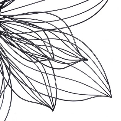 Modern Metal Floral 3D Wire Wall Decor With Crystal Embellishments Black - Olivia & May 5 Modern Metal Floral 3D Wire Wall Decor With Crystal Embellishments Black - Olivia & May - Image 3