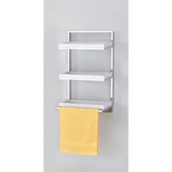 10.5" X 16" 3 Tier Wall Shelving Unit With Towel Rack And Trays Chrome/White - Danya B. -Home Decoration GUEST c1b27775 4dbe 4a5d 9485 ac9511427de7