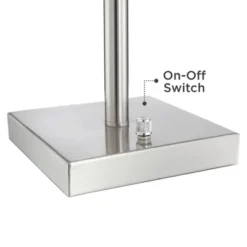 360 Lighting Andre 26 3/4" Tall Mid Century Modern Table Lamps Set Of 2 USB Port AC Power Outlet Silver Finish Metal White Shade Living Room Charging -Home Decoration GUEST c1bfd67b 497d 4367 8db7 5b3e3957f6af