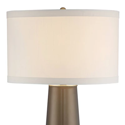 Possini Euro Design Karen Modern Table Lamp 36" Tall Dark Gold Glass Off White Fabric Drum Shade For Bedroom Living Room Bedside Nightstand Office 5 Possini Euro Design Karen Modern Table Lamp 36" Tall Dark Gold Glass Off White Fabric Drum Shade For Bedroom Living Room Bedside Nightstand Office - Image 3