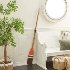 Wood Paddle Novelty Canoe Oar Wall Decor With Arrow And Stripe Patterns - Olivia & May -Home Decoration GUEST c71e400c 6988 449c 884e 42a24313acab