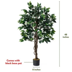 Forever Leaf 48" Artificial Ficus Silk Tree In Black Pot, Indoor Artificial Plant For Home Decor 11 Forever Leaf 48" Artificial Ficus Silk Tree In Black Pot, Indoor Artificial Plant For Home Decor -Home Decoration GUEST c820e2a1 5afa 48f3 8b63 5de9a542c862
