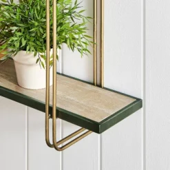 32.3" X 22" 2 Tier Metal And Wood Hanging Bracket Wall Mounted Shelf Gold - Danya B. 16 32.3" X 22" 2 Tier Metal And Wood Hanging Bracket Wall Mounted Shelf Gold - Danya B. -Home Decoration GUEST c92e53de 60d5 4300 8824 f5066b1a8711