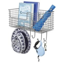 MDesign Metal Storage Organizer Basket With 6 Hooks - Wall Mount 20 MDesign Metal Storage Organizer Basket With 6 Hooks - Wall Mount -Home Decoration GUEST c9f9ca6f 4647 480d ab86 d7641456e2e3