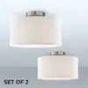 360 Lighting Adams Modern Ceiling Light Semi Flush Mount Fixtures 14" Wide Set Of 2 Brushed Nickel White Fabric Drum For Bedroom Kitchen Living Room -Home Decoration GUEST cc98dd7d 5ef3 484b af39 5dc038387325