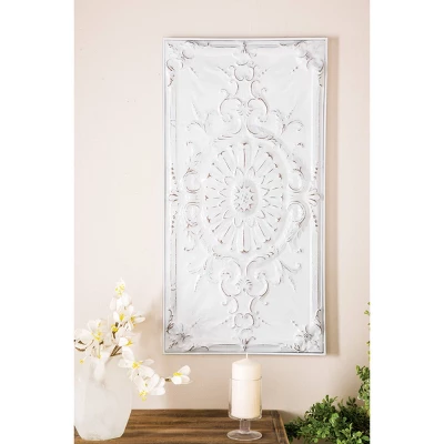 Metal Scroll Wall Decor With Embossed Details White - Olivia & May 3 Metal Scroll Wall Decor With Embossed Details White - Olivia & May