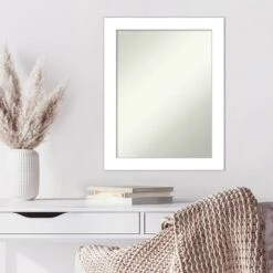 22" X 28" Non-Beveled Wedge White Wall Mirror - Amanti Art -Home Decoration GUEST cfe3054d 55a5 43b3 a4f2 742308c85a5e