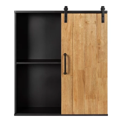 24" X 7.25" X 28" Samuels Decorative Wood And Metal Wall Cabinet Charcoal/Rustic Brown - Kate & Laurel All Things Decor 4 24" X 7.25" X 28" Samuels Decorative Wood And Metal Wall Cabinet Charcoal/Rustic Brown - Kate & Laurel All Things Decor - Image 2