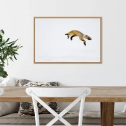23" X 16" Red Fox In Snow By Deborah Winchester Danita Delimont Framed Canvas Wall Art - Amanti Art -Home Decoration GUEST d183b413 b7d4 4044 8e8b aaaaa3198ebf